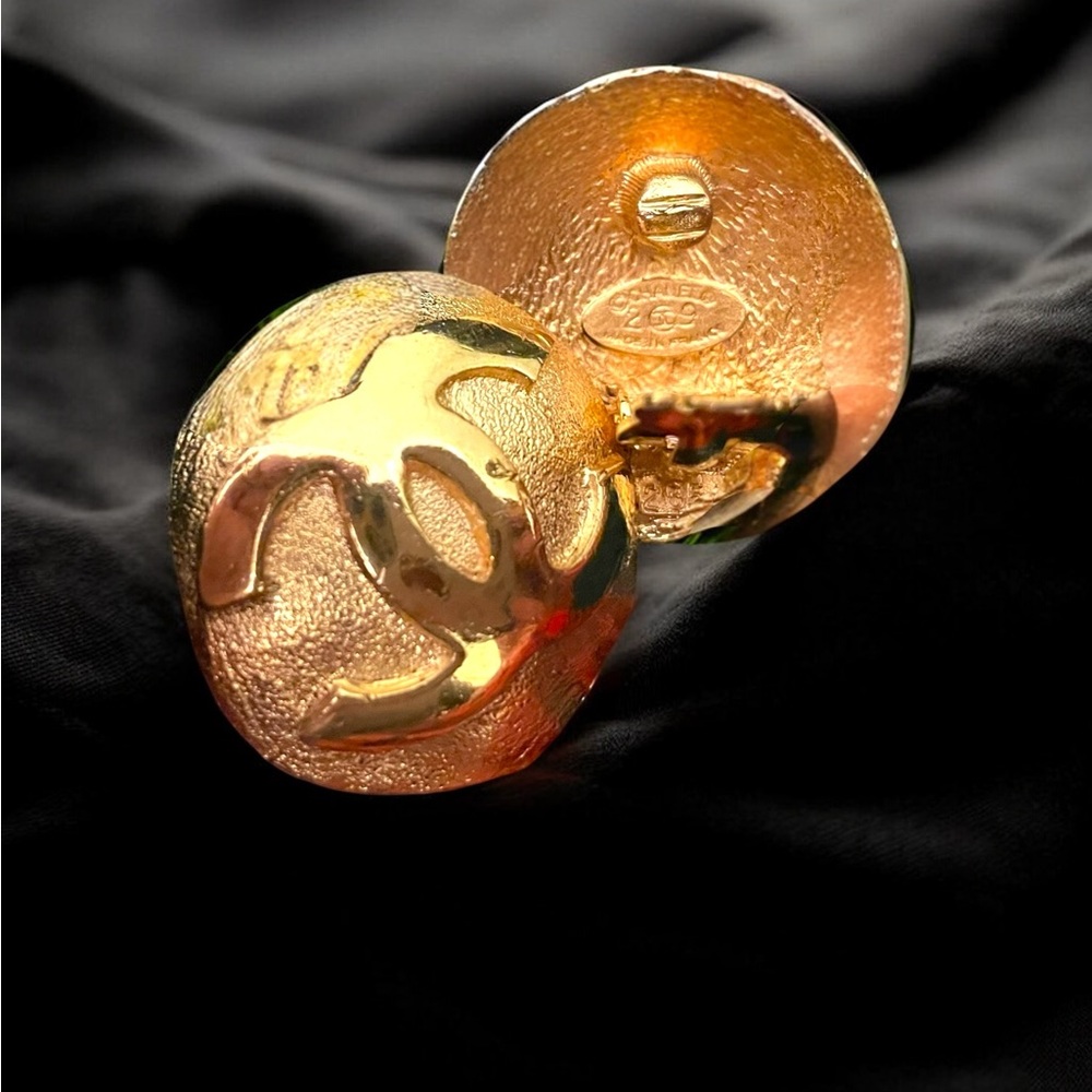 Chanel Gold Button Earrings - Authentic